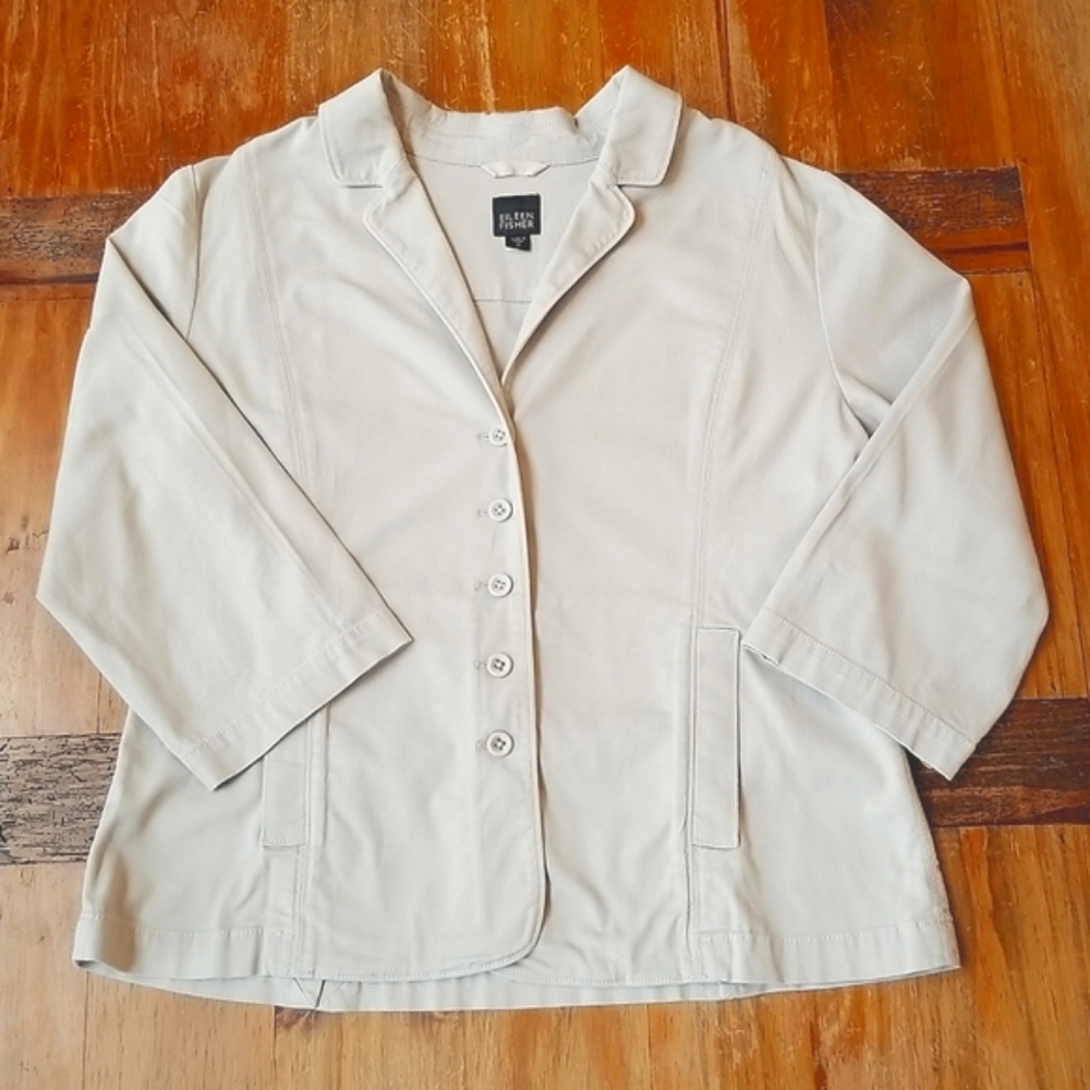 EILEEN FISHER ORGANIC COTTON TAN  JACKET SIZE MEDIUM